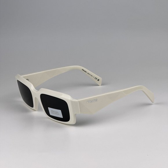 Prada PR27ZS 17K08Z Sunglasses Talc White Dark Grey Unisex Rectangle PR 27ZS - Picture 10 of 13